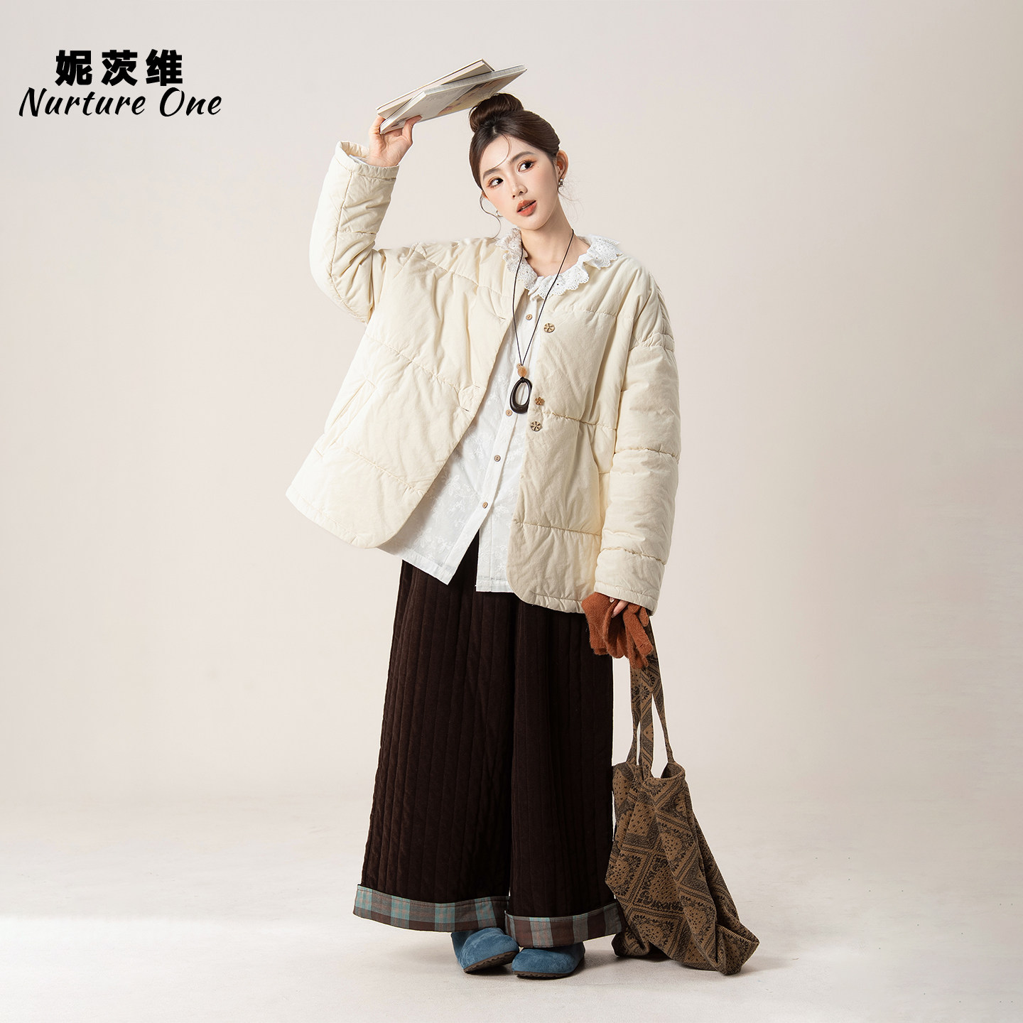 杏色森系甜美宽松显瘦棉服外套女冬季新款保暖百搭轻薄面包服上衣