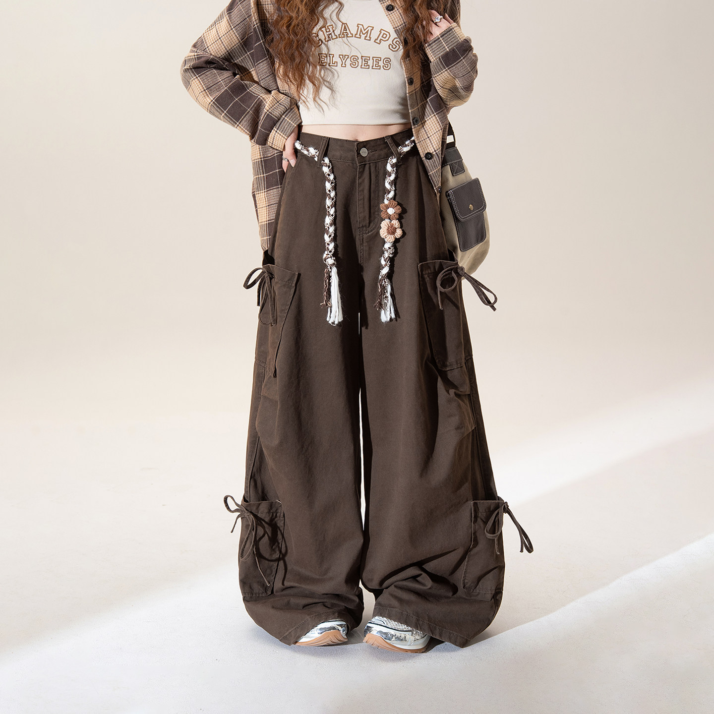 咖啡色美拉德工装牛仔裤女秋冬新款高腰显瘦直筒宽松阔腿弯刀长裤,女装/女士精品,休闲裤,淘宝优惠券,粉丝福利购,淘宝优惠卷