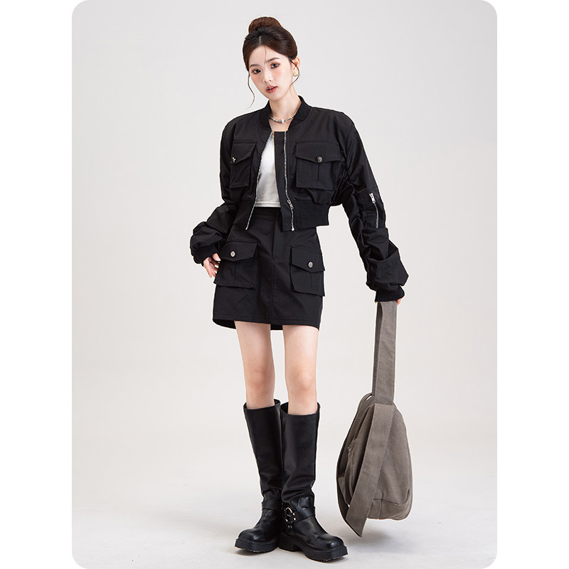 甜酷风时尚套装女2026春季新款辣妹设计感短外套A字半身裙两件套,女装/女士精品,时尚套装,淘宝优惠券,粉丝福利购,淘宝优惠卷