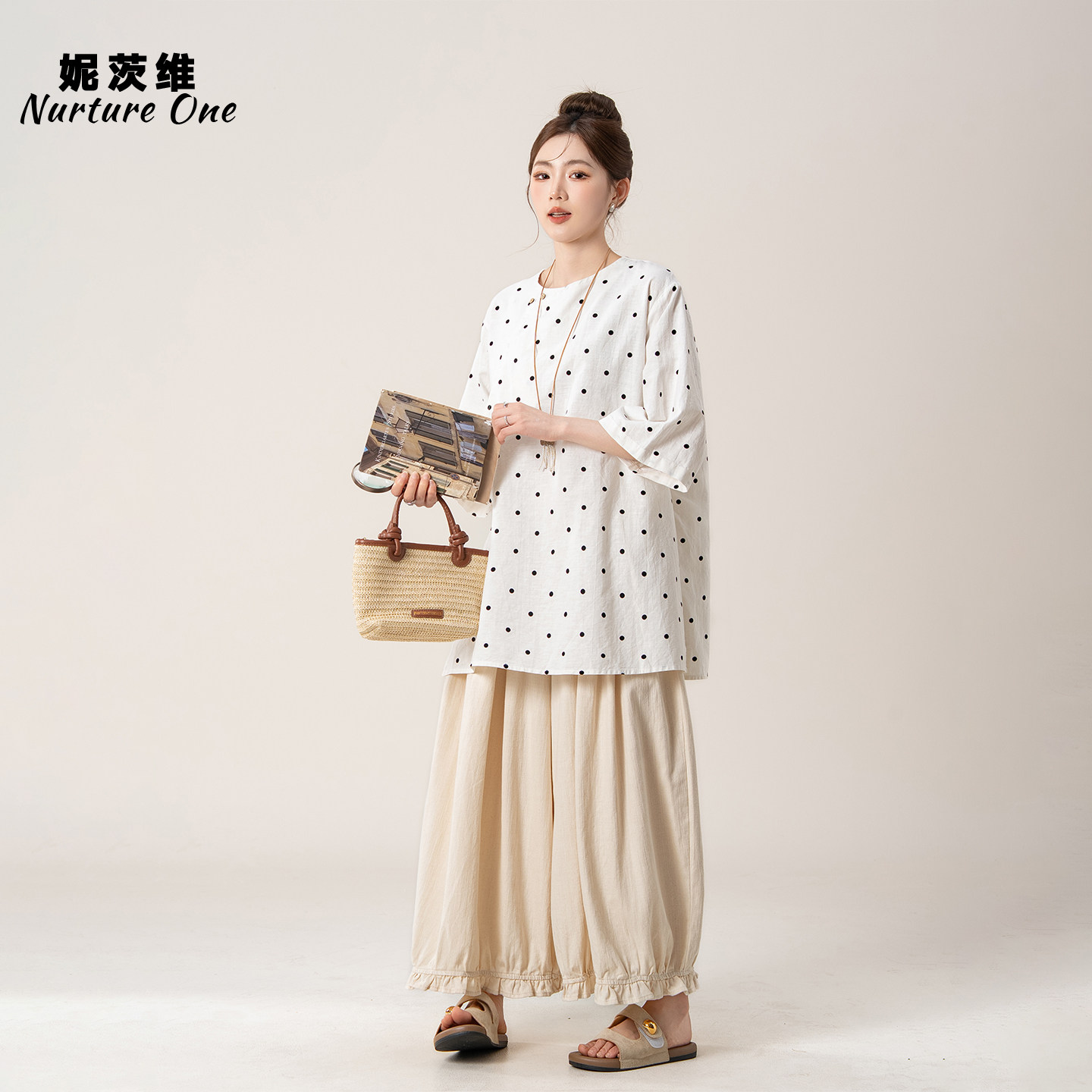 复古中式波点短袖衬衫休闲上衣女