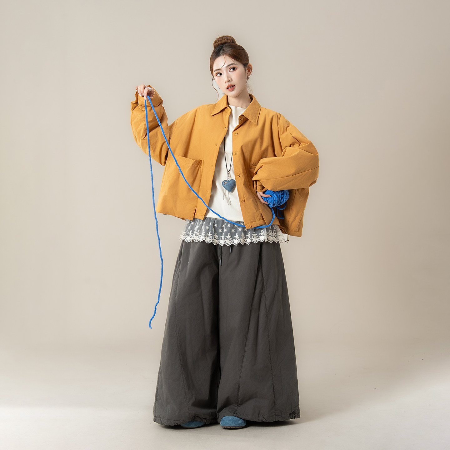 黄色日系复古翻领口袋短款棉服外套女冬季新款慵懒松弛风夹棉衬衫,女装/女士精品,棉衣/棉服,淘宝优惠券,粉丝福利购,淘宝优惠卷