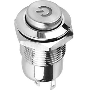 12mm金属按钮开关电源带灯符号自锁式小型防水圆形微型5v 12V 24V