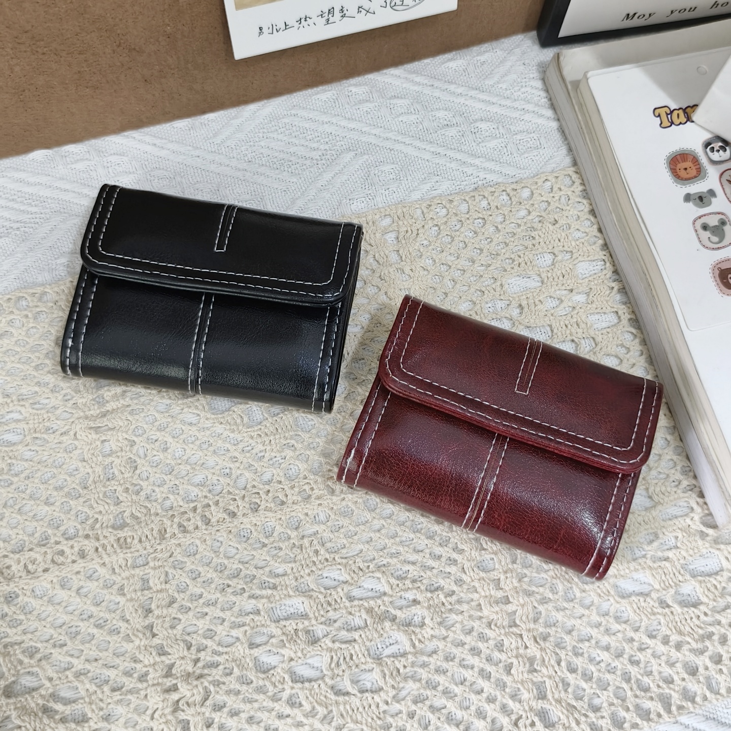 精致高档卡包女式小巧复古油蜡皮多卡位零钱包风琴防消磁便携卡套