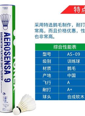 [实体专卖店发]YONEX尤尼克斯AS9羽毛球YYAS9鹅毛耐打羽球1速2速