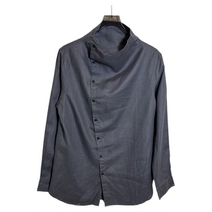 0591 衬衫 圣男式 斜襟设计感天然亚麻中性风德国风长袖