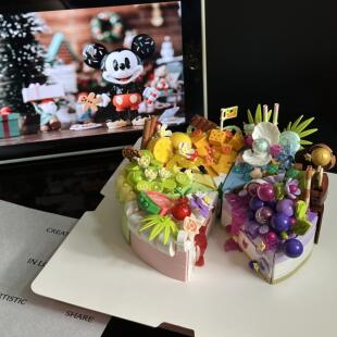 小蛋糕水果积木小颗粒拼装 玩具圣诞情人节时团diy生日礼物摆件