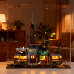 砖也丛林广播站积木展示盒送男生男玩具孩小颗粒积木房车生日礼物