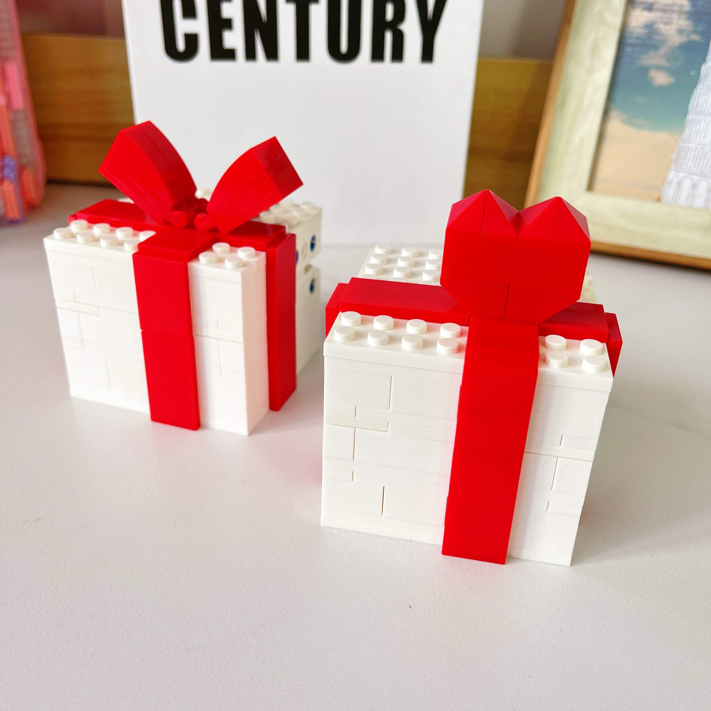 ins少女心高颜值拼装积木爱心戒指盒蝴蝶结翻盖礼物盒圣诞礼物