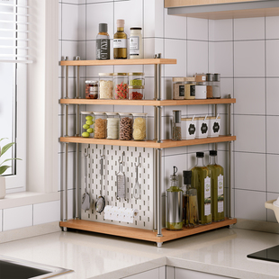 厨房灶台上收纳置物架台面三角区90度转角调料架多功能多层收纳架