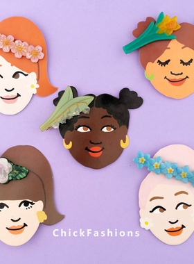 新款现货进口法国coucou suzette趣味花卉发卡丸子头刘海碎发夹