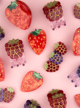 进口现货法国coucou suzette水果抓夹边夹草莓覆盆子丸子头刘海