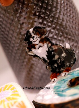 进口法国coucou suzette醋酸丸子头刘海狗狗发夹发卡伯恩山犬