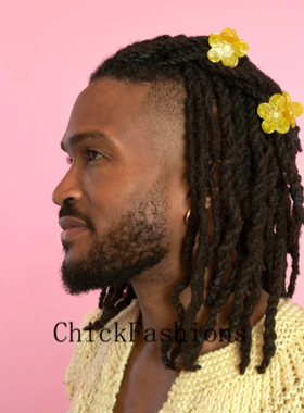 进口现货法国coucou suzette花朵抓夹边夹小黄花丸子头刘海碎发