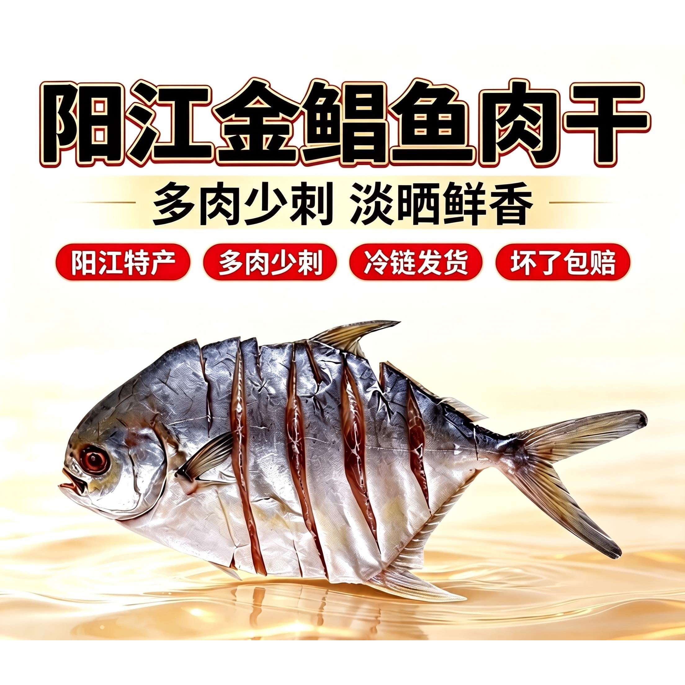 阳江特产渔民淡晒金鲳鱼干