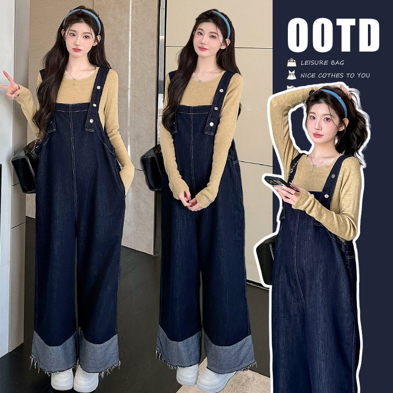 2025秋新款孕妇裤子简约宽松吊带裤气质牛仔背带裤针织打底衫套装,孕妇装/孕产妇用品/营养,套装,淘宝优惠券,粉丝福利购,淘宝优惠卷