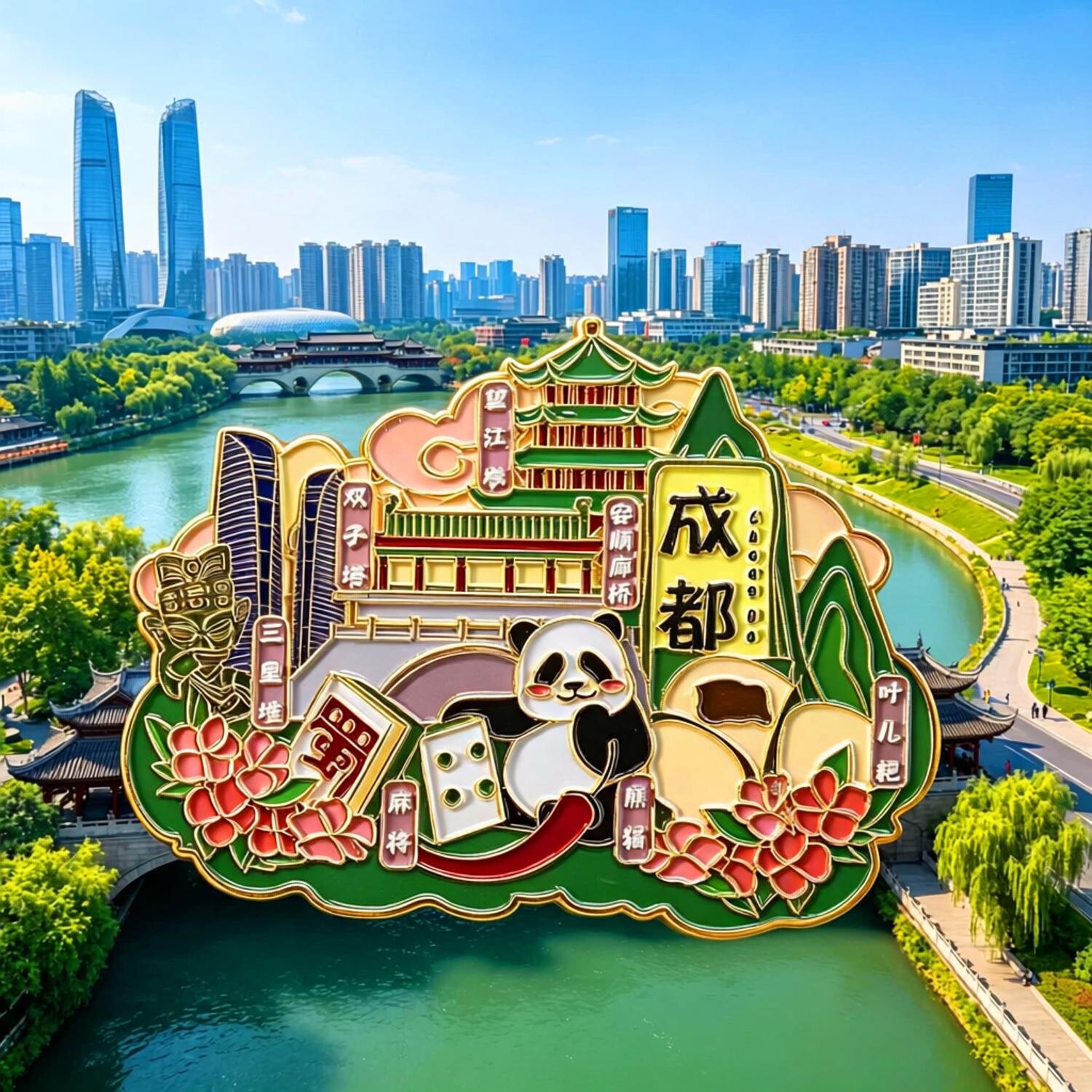 四川成都熊猫款文创金属磁吸冰箱贴原创新款中国风旅游景区手伴礼