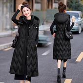 连帽收腰显瘦大码 羽绒棉马甲女中长款 秋冬新款 坎肩洋气棉马甲外套