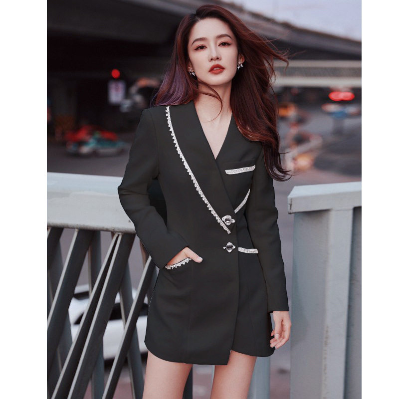 欧美名媛气质修身显瘦收腰复古时尚休闲高级感小众设计西装外套女