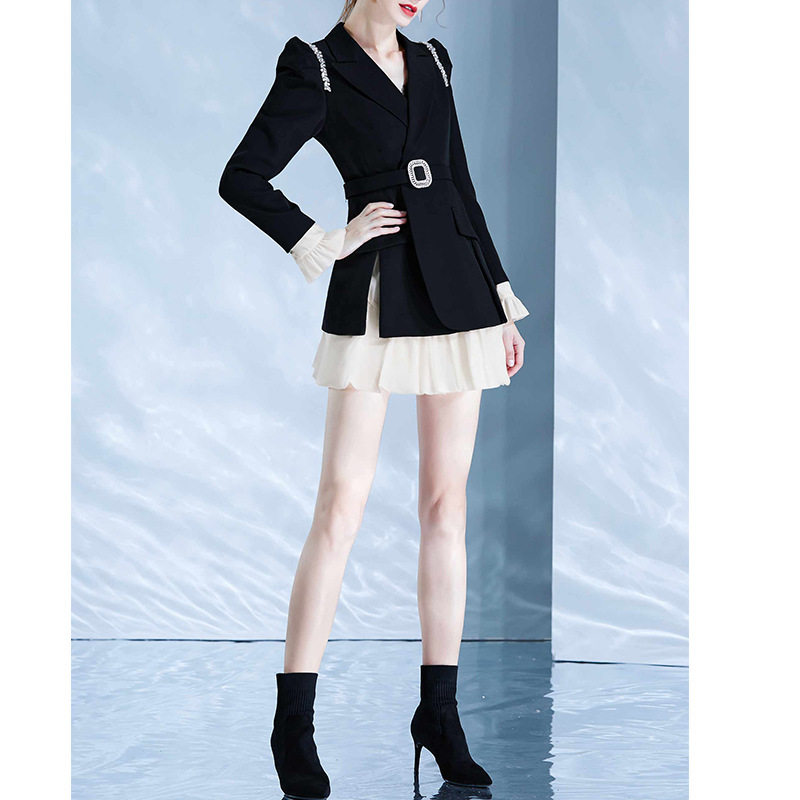 欧美秋冬复古休闲炸街chic西装气质名媛小众设计高级感灯笼外套女