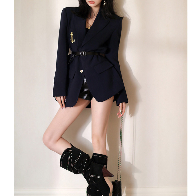 欧美秋冬复古休闲炸街chic西装气质名媛小众设计高级感港风外套女