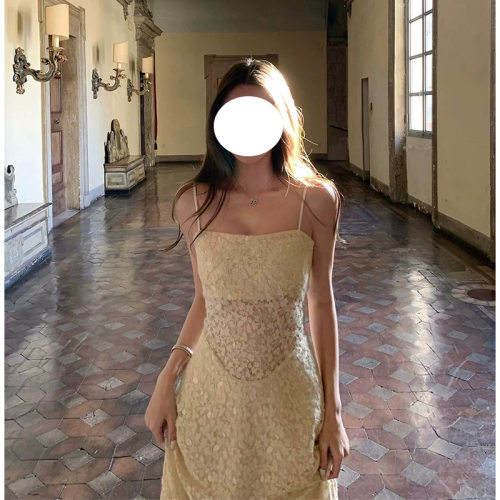 性感吊带露肩背蕾丝礼服晚宴会修身显瘦收腰生日party名媛连衣裙