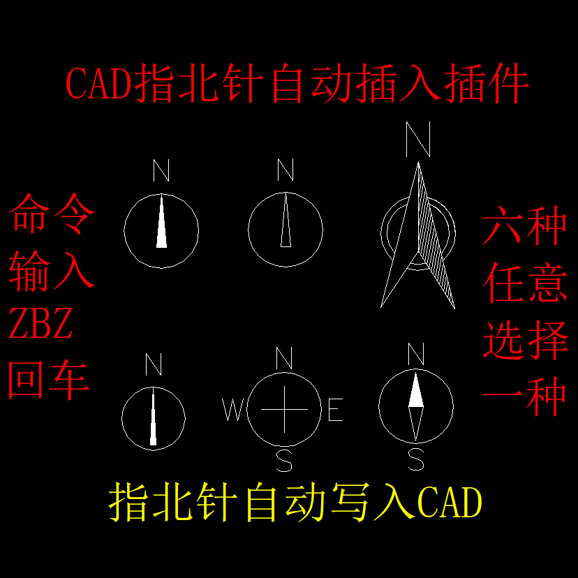 CAD指北针自动插入插件 操作简单