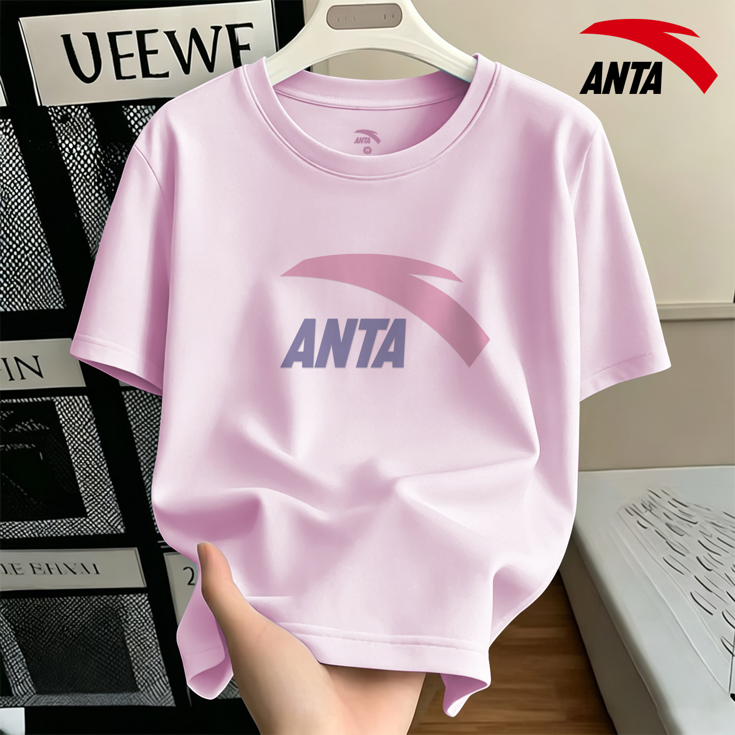 安踏运动短袖t恤女棉质透气