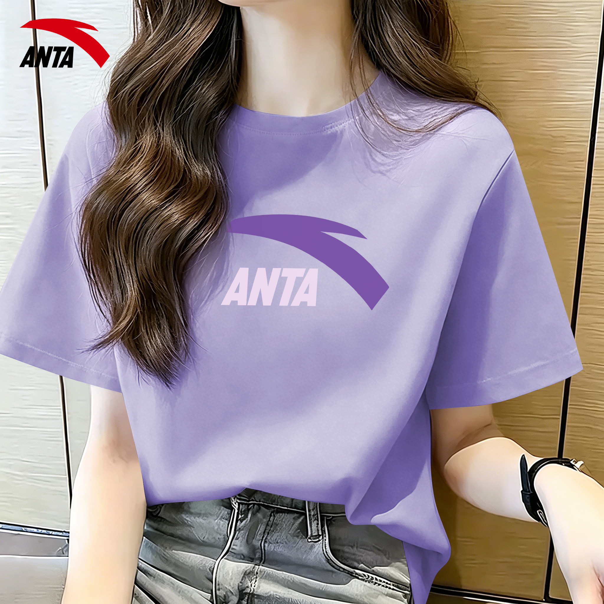 安踏短袖t恤女款半袖显瘦