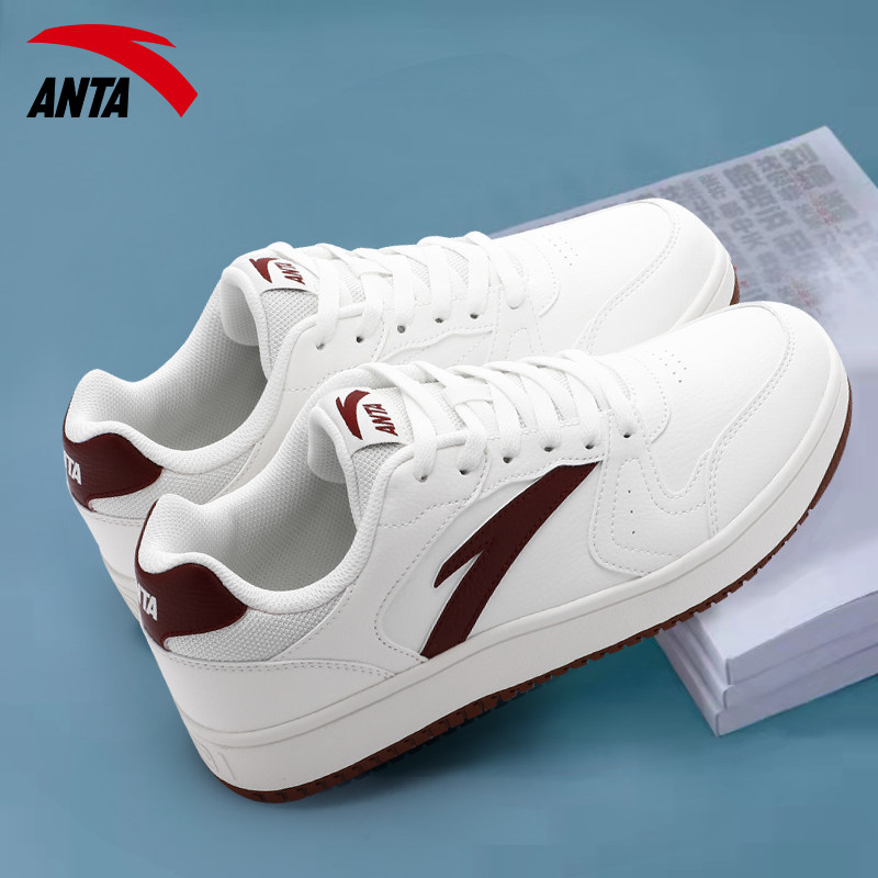 安踏男鞋红色板鞋官方正品秋冬2024新款透气低帮厚底百搭运动鞋子