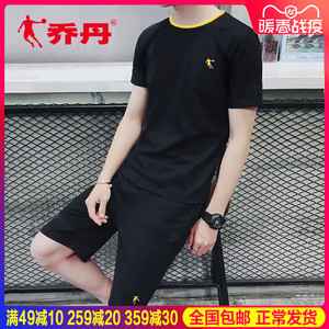 乔丹运动套装男士夏季新款休闲速干t恤短裤两件套健身房运动服男