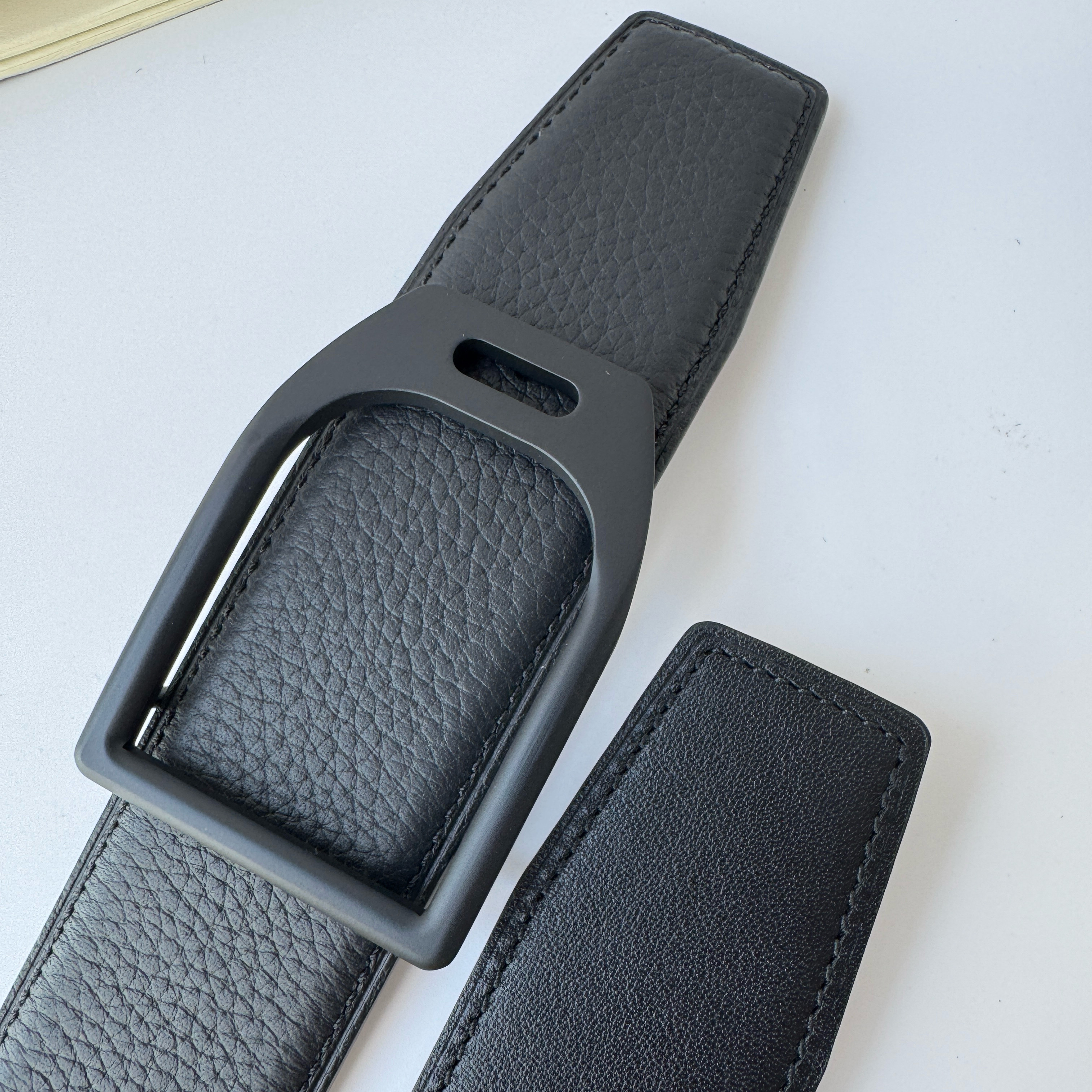 皮先生专属 男士皮带腰带经典马镫扣双面荔枝纹togo小牛皮3.8cm