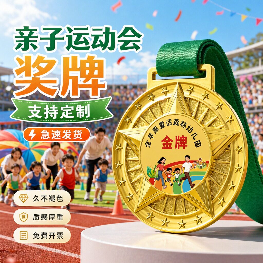 亲子运动会奖牌定制定做2026新款中小学嘉年华家庭参赛金属纪念章