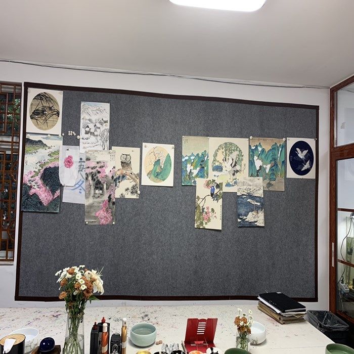 磁性毛毡墙国画书画书法教学展示作品挂画磁力铁皮毛毡墙自粘毛毡