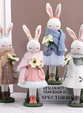 可爱小兔子摆件玩偶公仔玄关装饰