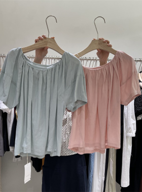 FEIDING8898天丝泡泡袖衬衫女装夏宽松衬衫短袖上衣