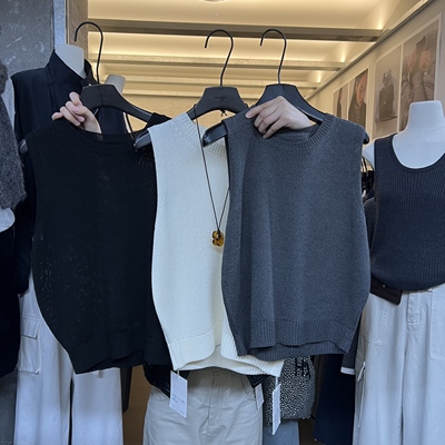 WEARELAB2025秋冬新款简约百搭休闲圆领宽松无袖针织马甲上衣1550