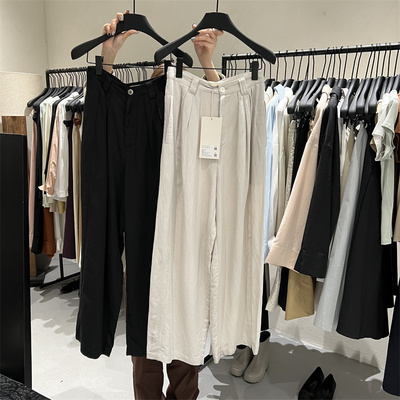 简约风高腰宽松新款九分西装裤