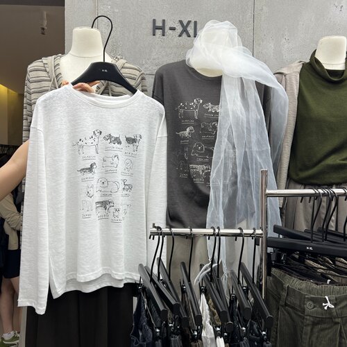 HXL83973秋季新款2026韩系休闲宽松百搭圆领印花卡通T恤女长袖
