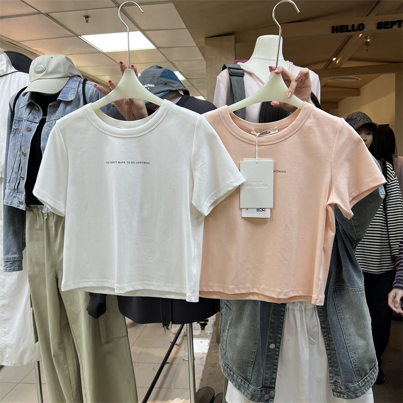 字母印花短袖男士纯棉中长款T恤