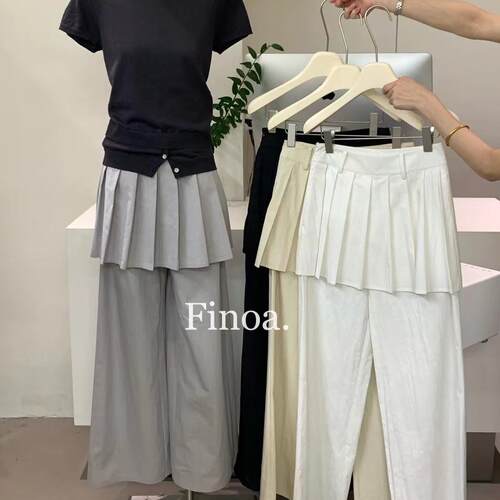 FINOA2025春新款小众设计屁帘工装裤显瘦百搭叠穿休闲阔腿裤12332