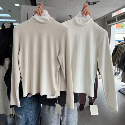 XHM111592025冬季新款简约百搭修身显瘦半高领磨毛加厚打底衫上衣