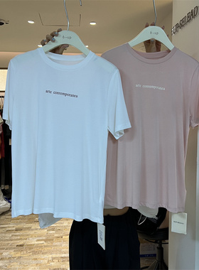 6-up2024夏季新款圆领宽松百搭印花字母T恤女短袖89328