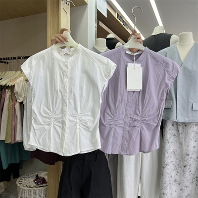 背心无袖v领棕色2024春夏单排扣