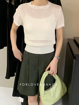 爱与南希麻料圆领上衣