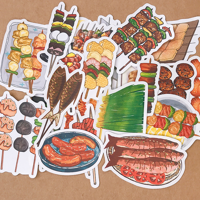 洛洛家自制美食烧烤旅行手账素材