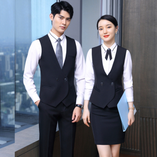 女短袖 酒店服务员工作服男女同款 美容店工装 套装 KTV制服 马甲衬衫