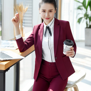 套装 时尚 气质西装 秋季 工装 女装 面试正装 酒店美容师工作服女 职业装