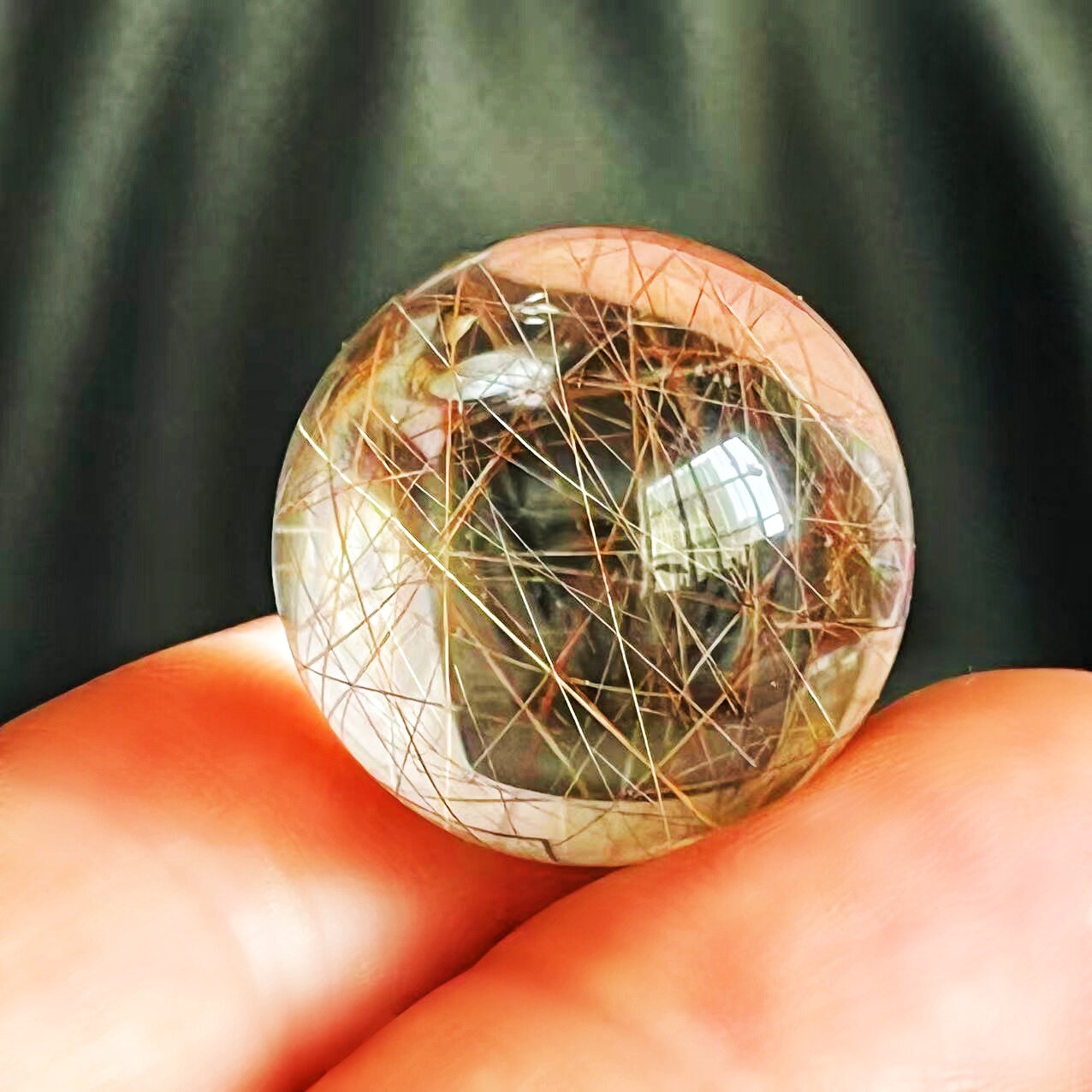 纯天然金发晶钛晶单珠圆球无打孔水晶吊坠手链配珠配件一物一图97