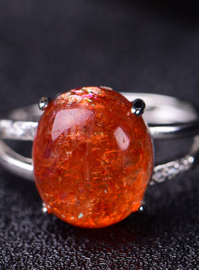 天然草莓晶镶嵌节日一物一图婚戒