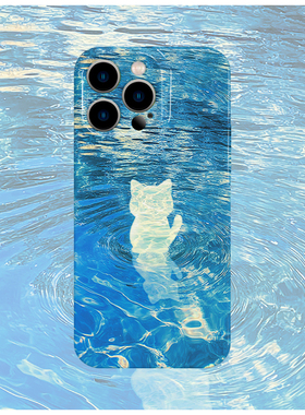 原创图案蓝色湖影菲林手机壳适用苹果16promaxiphoneOPPORENO10PROFINDX5PRO荣耀MAGIC4PROVIVOX200IQOONEO6